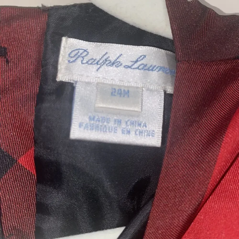 RALPH LAUREN NWT 24M Baby Holiday Buffalo Plaid Dress Cloth Buttons Christmas